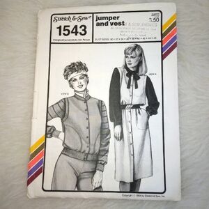 STRETCH & SEW 1543 Jumper and Vest, Bust size 30-32-34-36-38-40-42-44-46